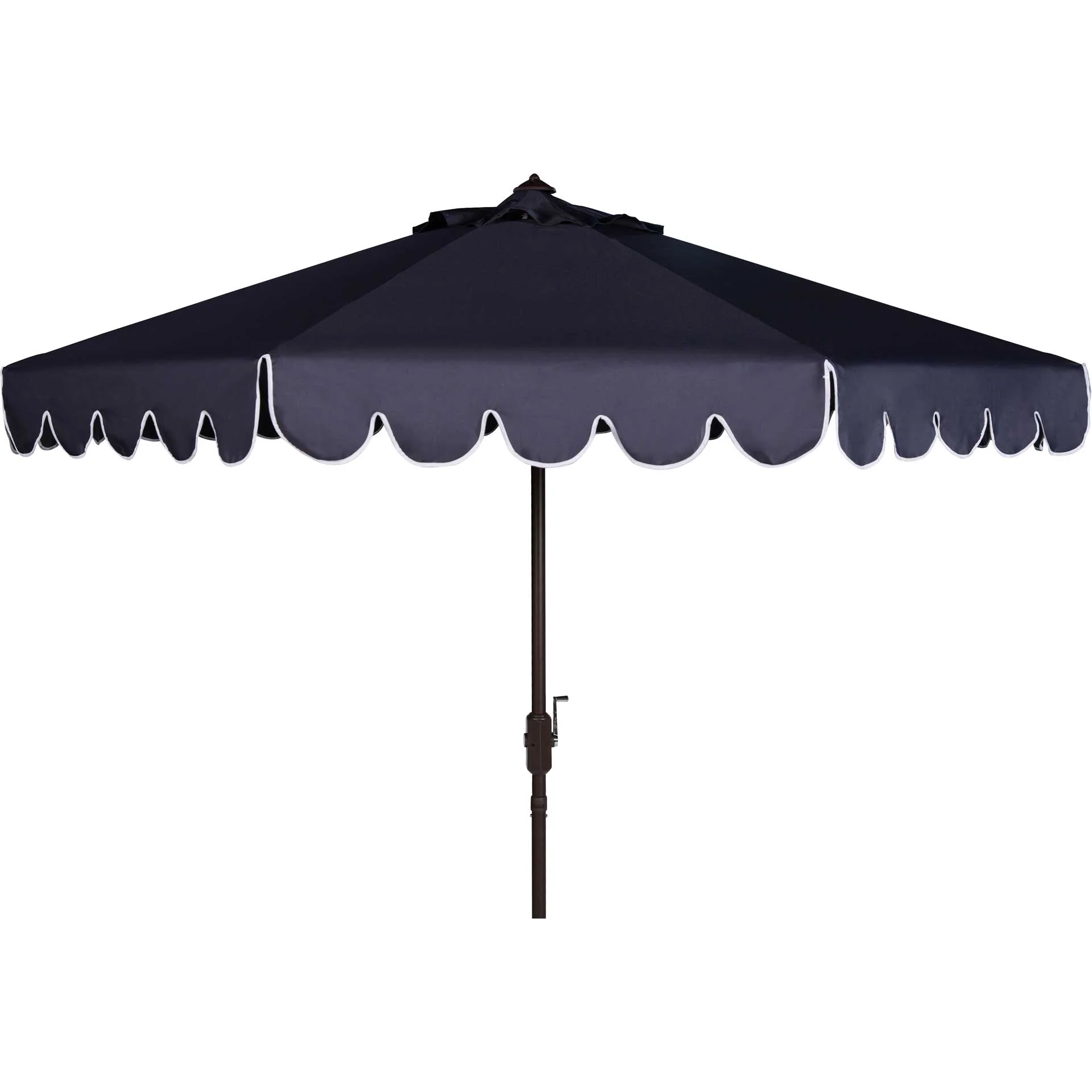Vela Single Scallop Push Button Tilt Umbrella Navy/White - Image 2
