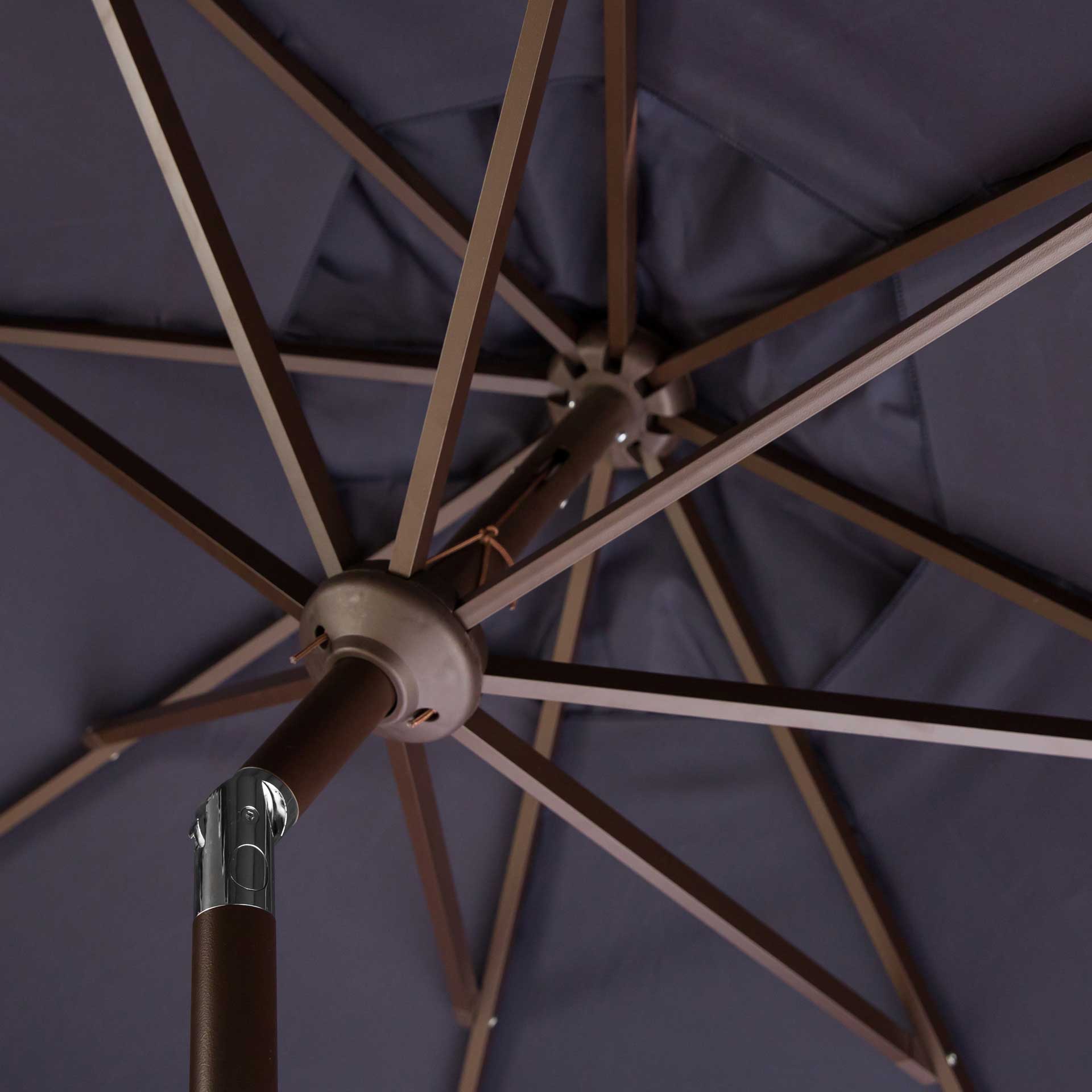 Vela Single Scallop Push Button Tilt Umbrella Navy/White - Image 3