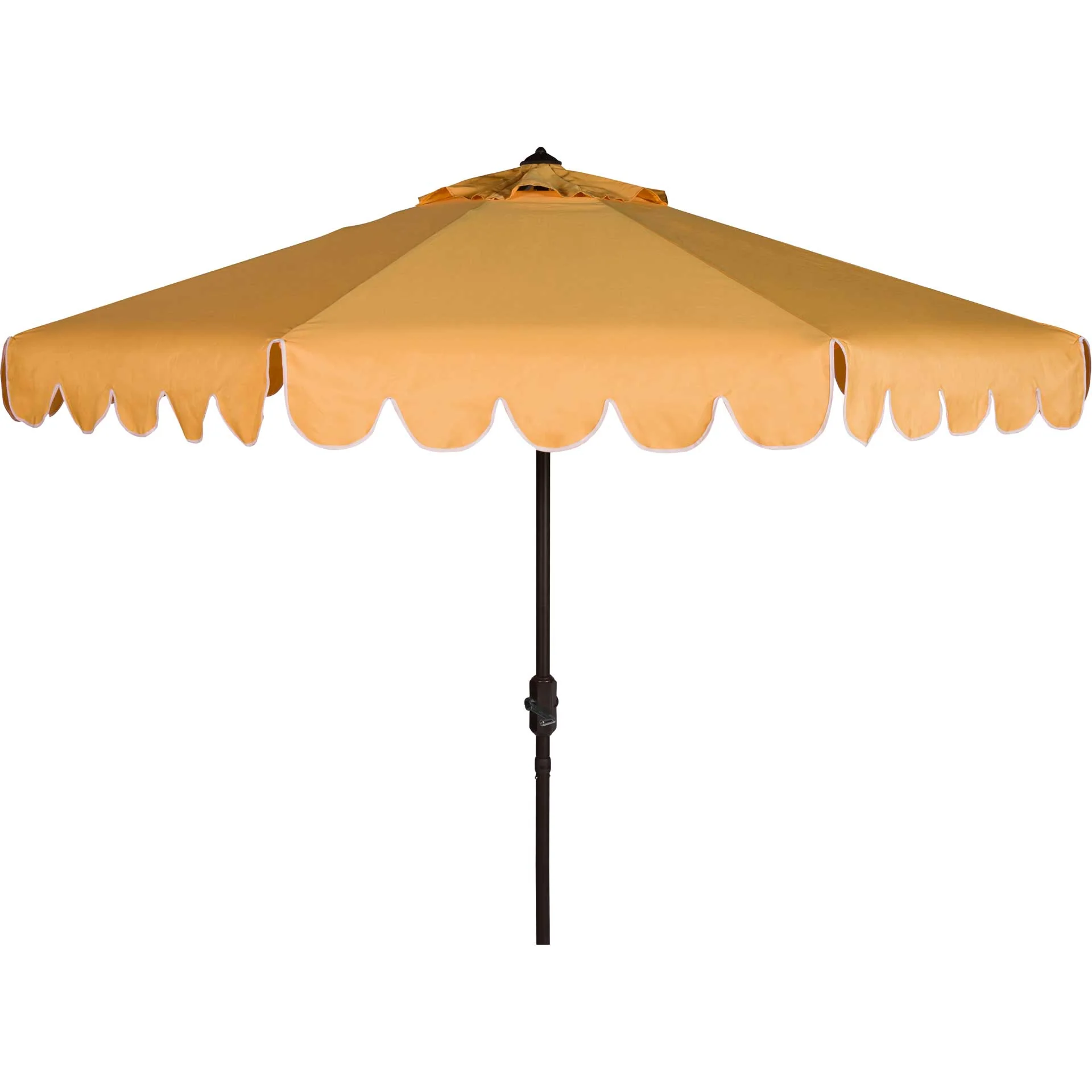 Vela Single Scallop Push Button Tilt Umbrella Yellow/White - Image 2