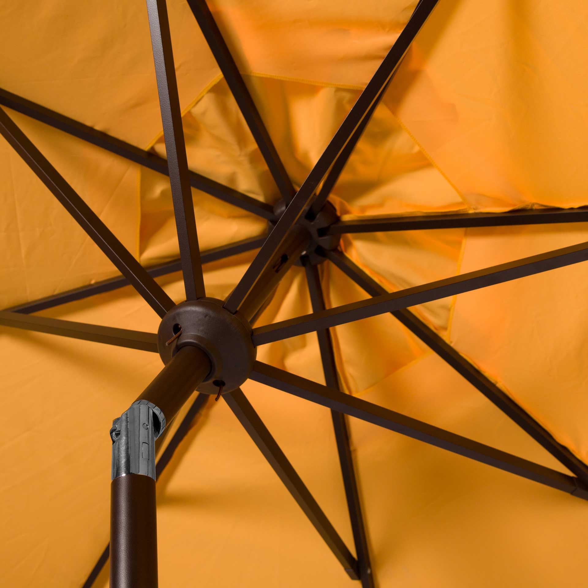 Vela Single Scallop Push Button Tilt Umbrella Yellow/White - Image 3