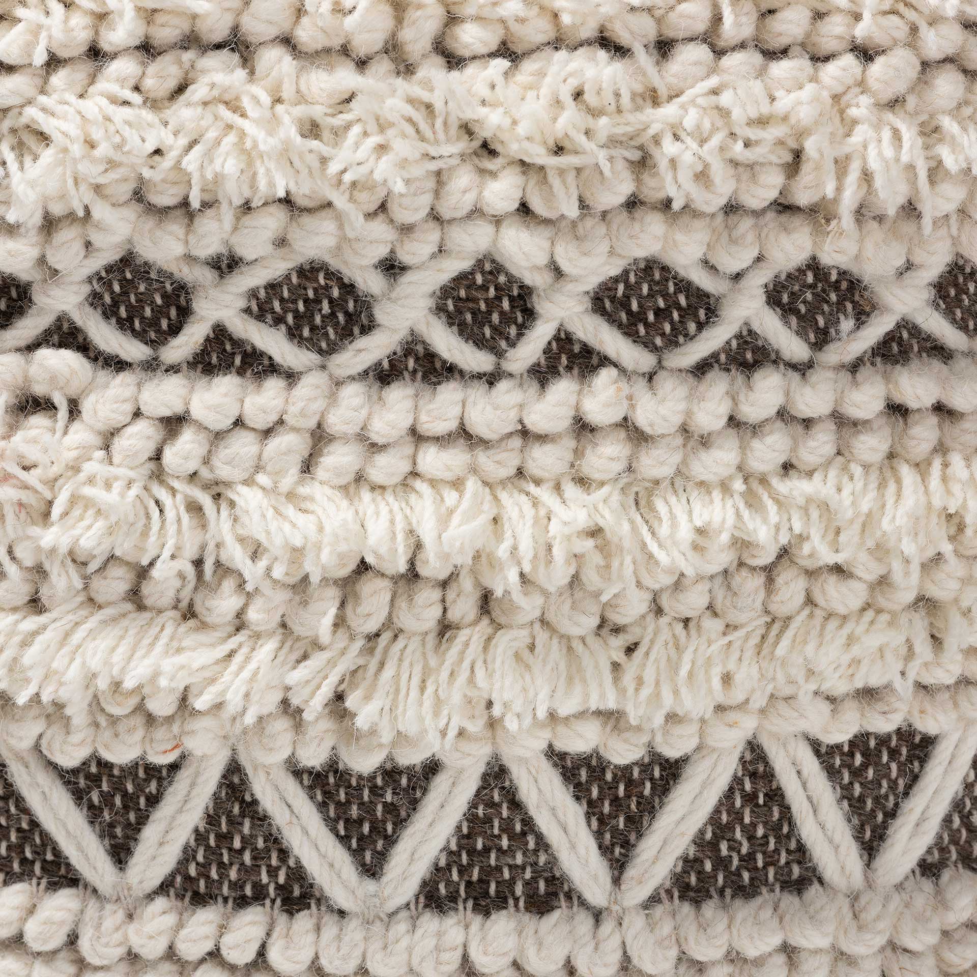 Velina Handwoven Wool Pouf Beige/Brown - Image 3