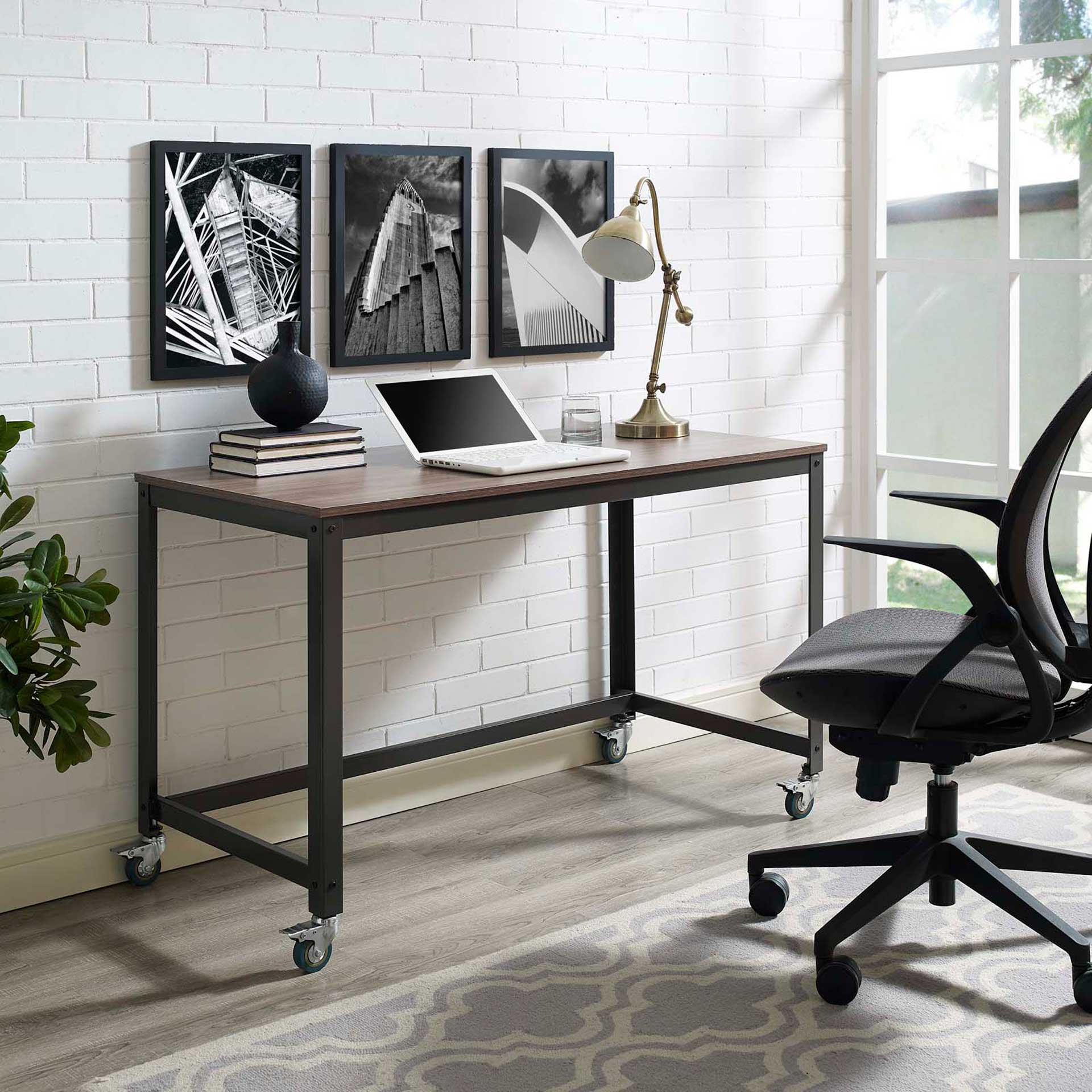 Ventura Computer Office Desk Gray/Walnut - Image 4