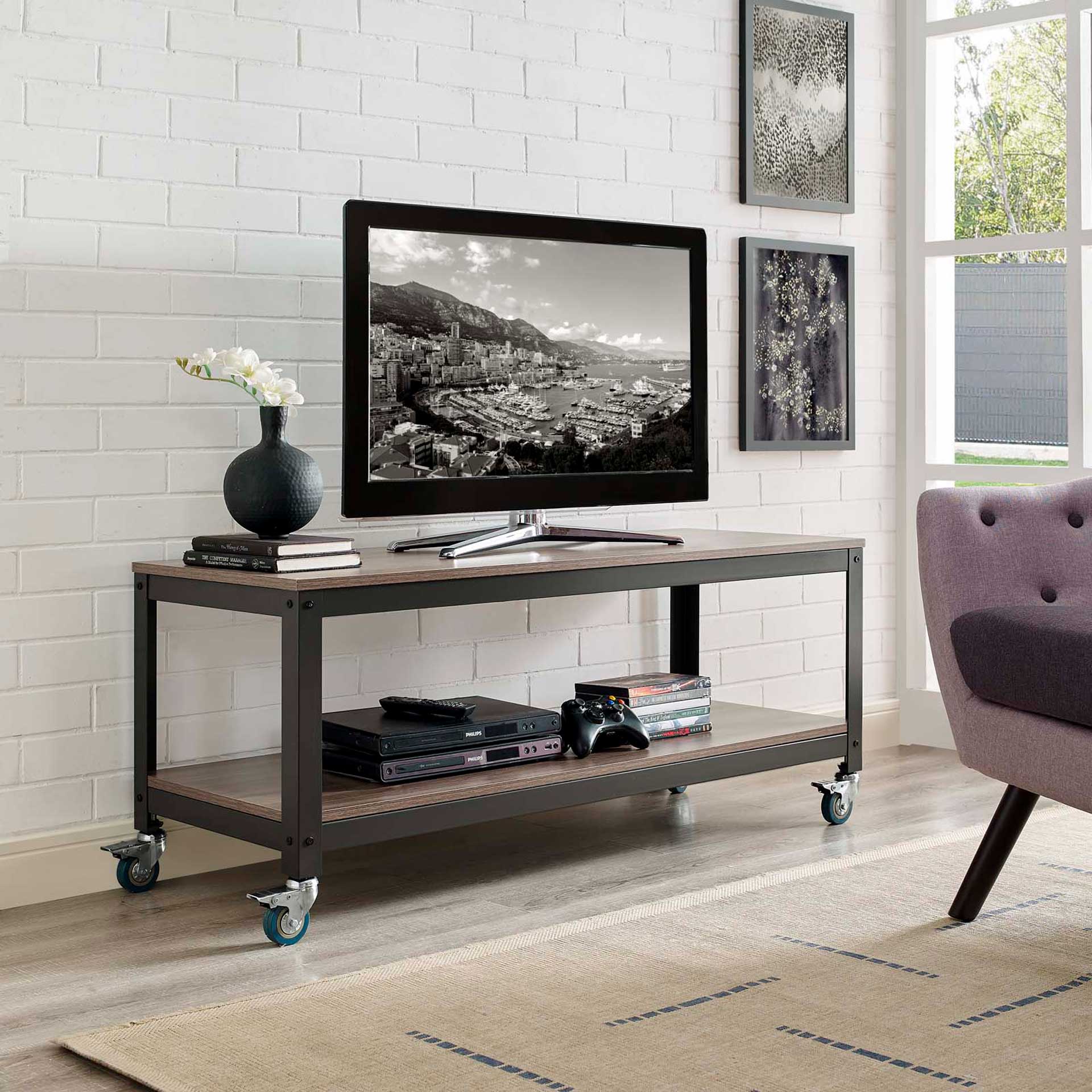Ventura Tiered TV Stand Gray/Walnut - Image 4