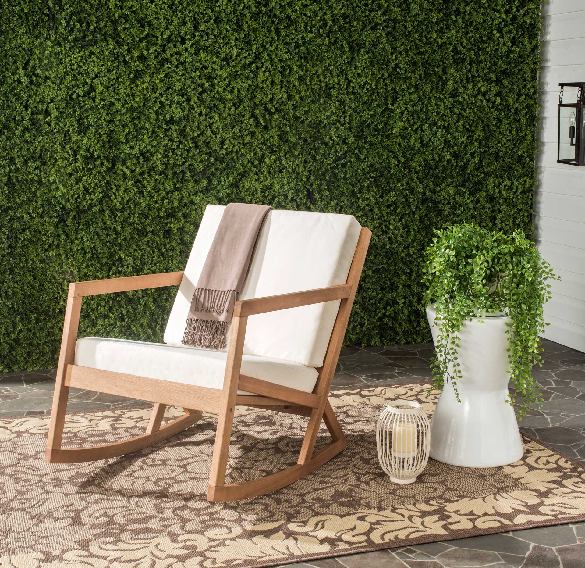 Venus Rocking Chair Teak Brown/Beige - Image 4