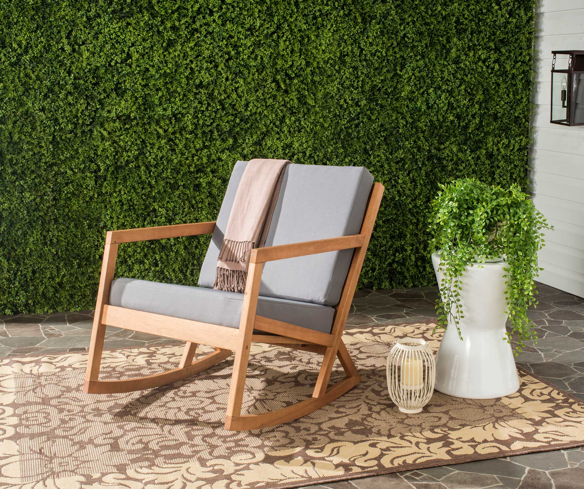 Venus Rocking Chair Teak Brown/Gray - Image 4