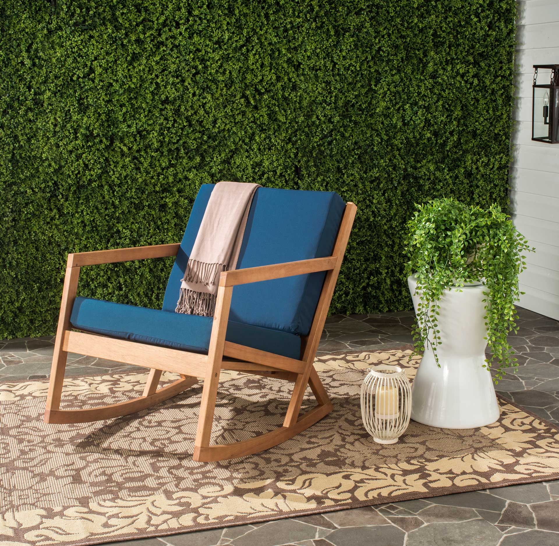 Venus Rocking Chair Teak Brown/Navy - Image 4