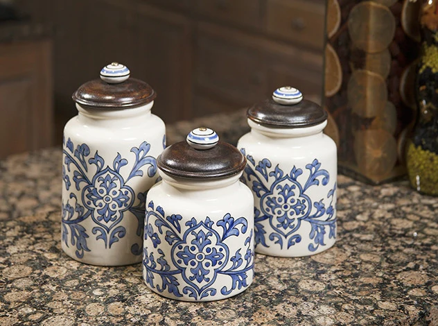 Vermillion Hand-Painted Canisters (Set of 3) - Image 2
