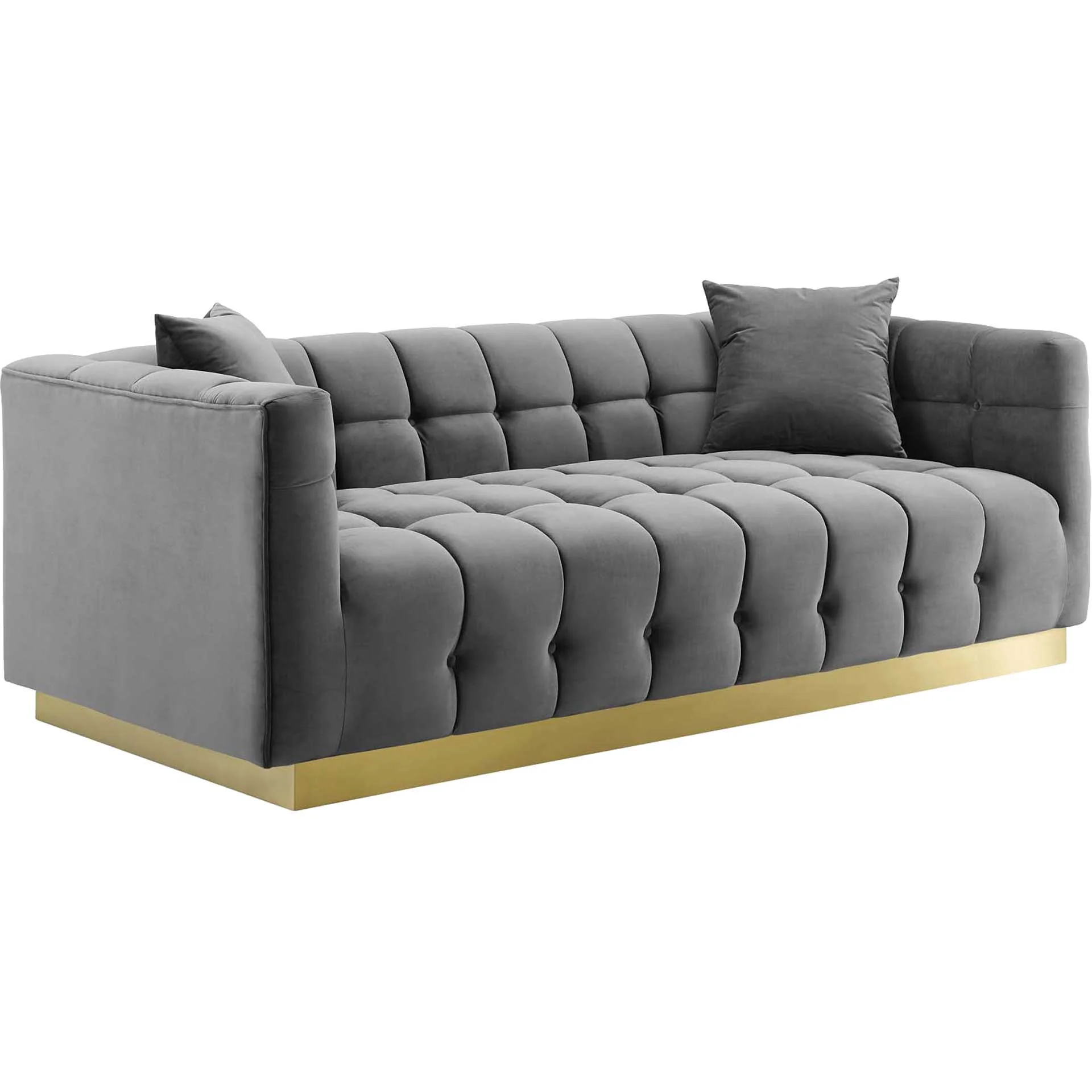 Victor Biscuit Tufted Velvet Sofa Gray - Image 2