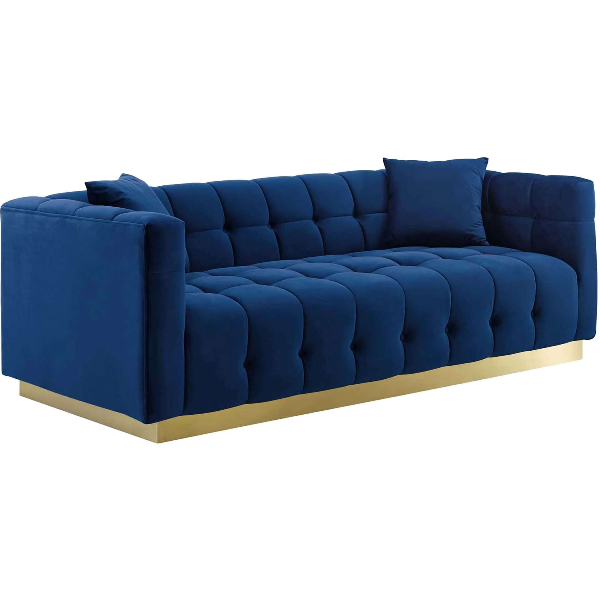 Victor Biscuit Tufted Velvet Sofa Navy - Image 2