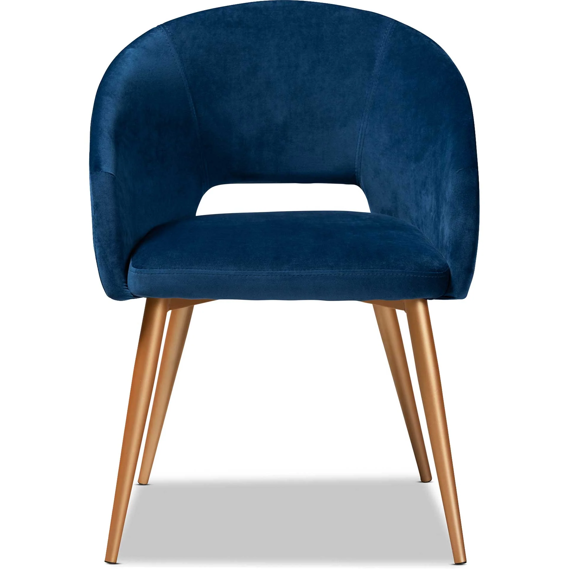 Victor Velvet Fabric Upholstered Dining Chair Navy/Gold - Image 2