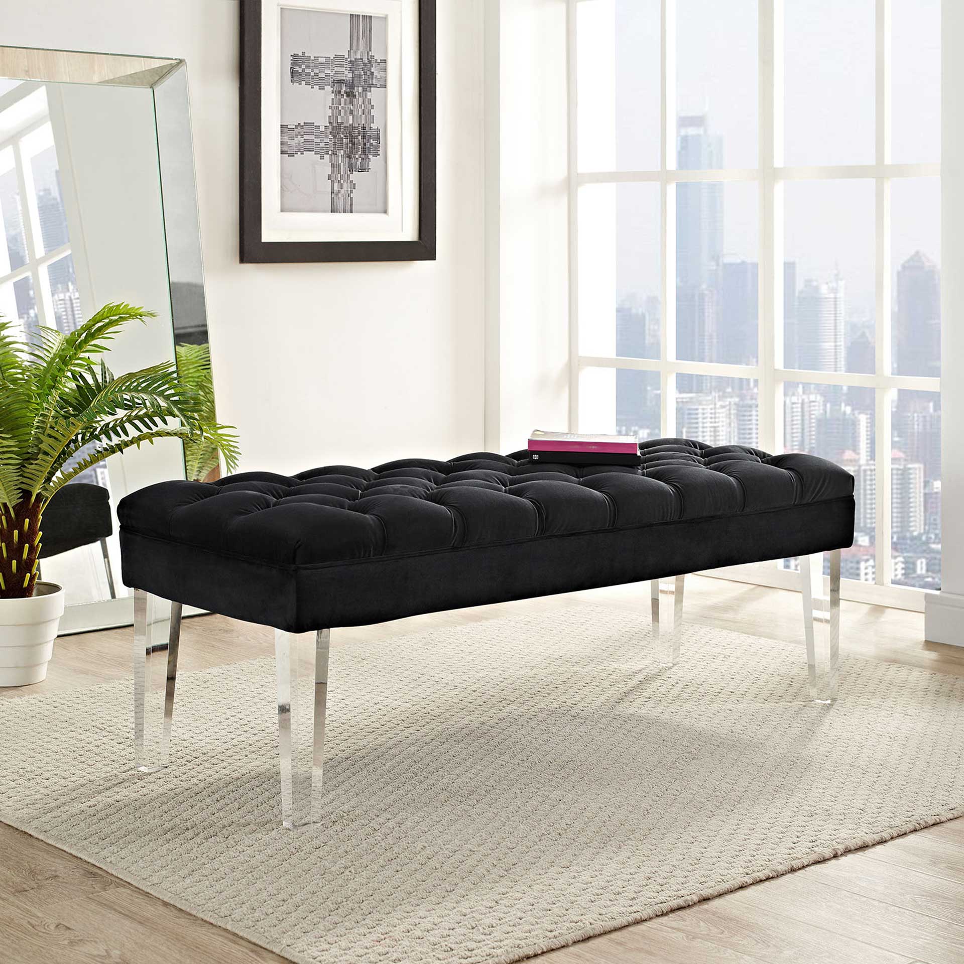 Vienna Velvet Bench Black - Image 4