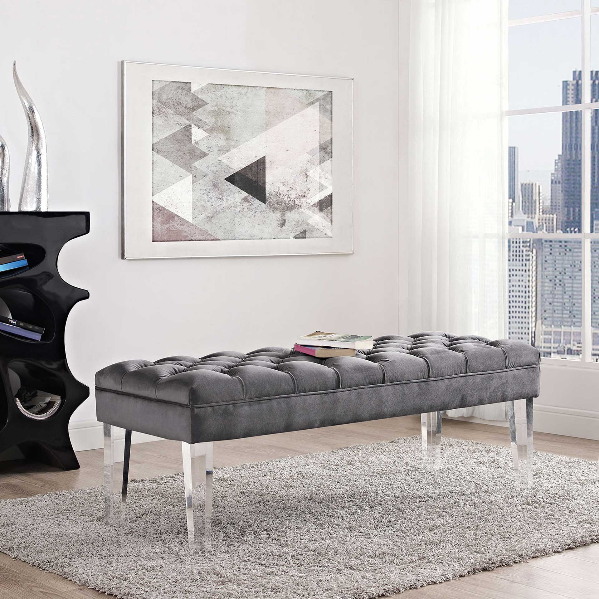 Vienna Velvet Bench Gray - Image 4