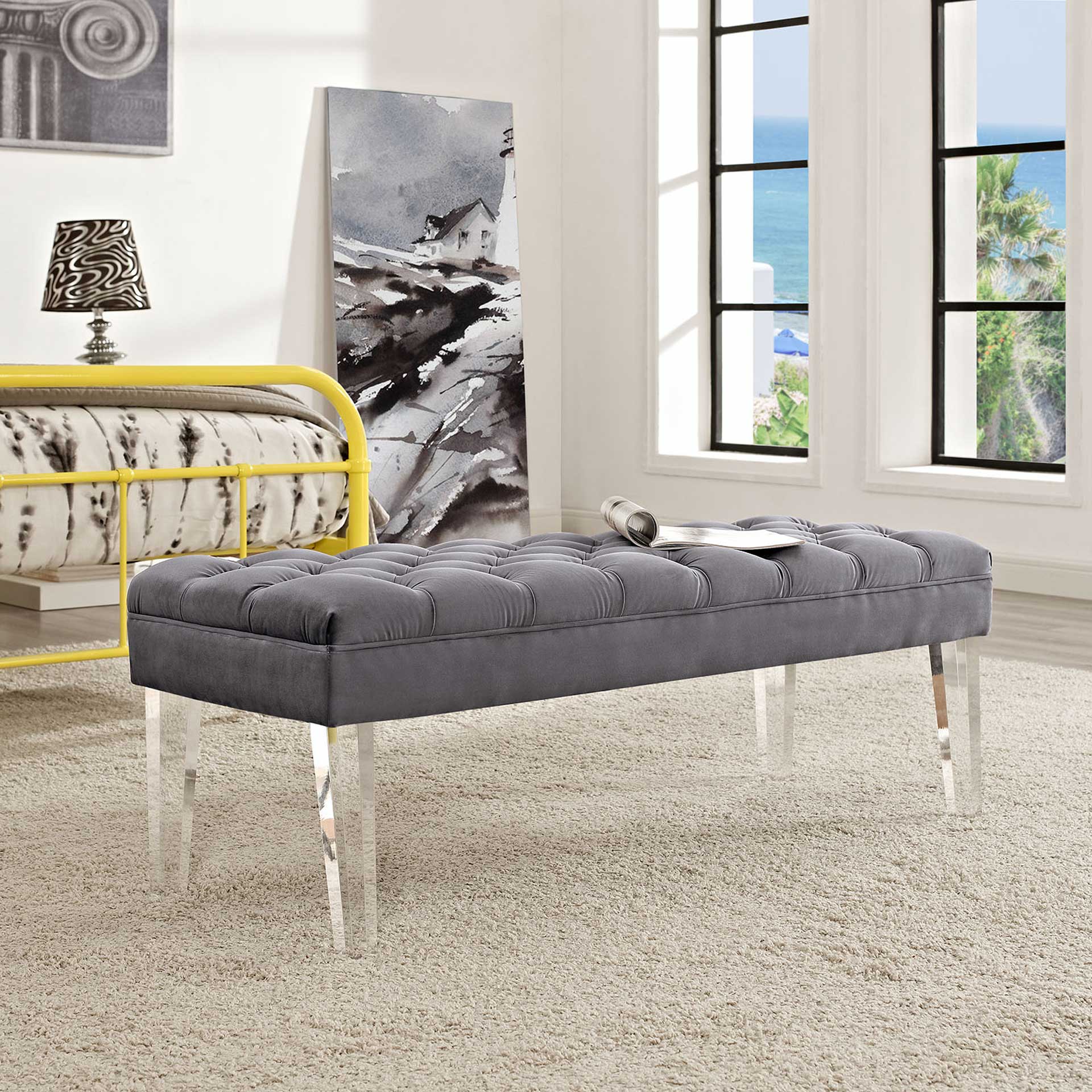 Vienna Velvet Bench Gray - Image 5