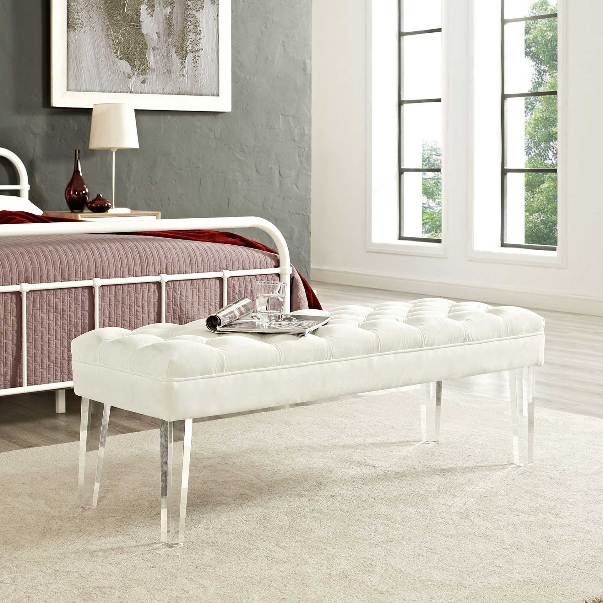 Vienna Velvet Bench Ivory - Image 5