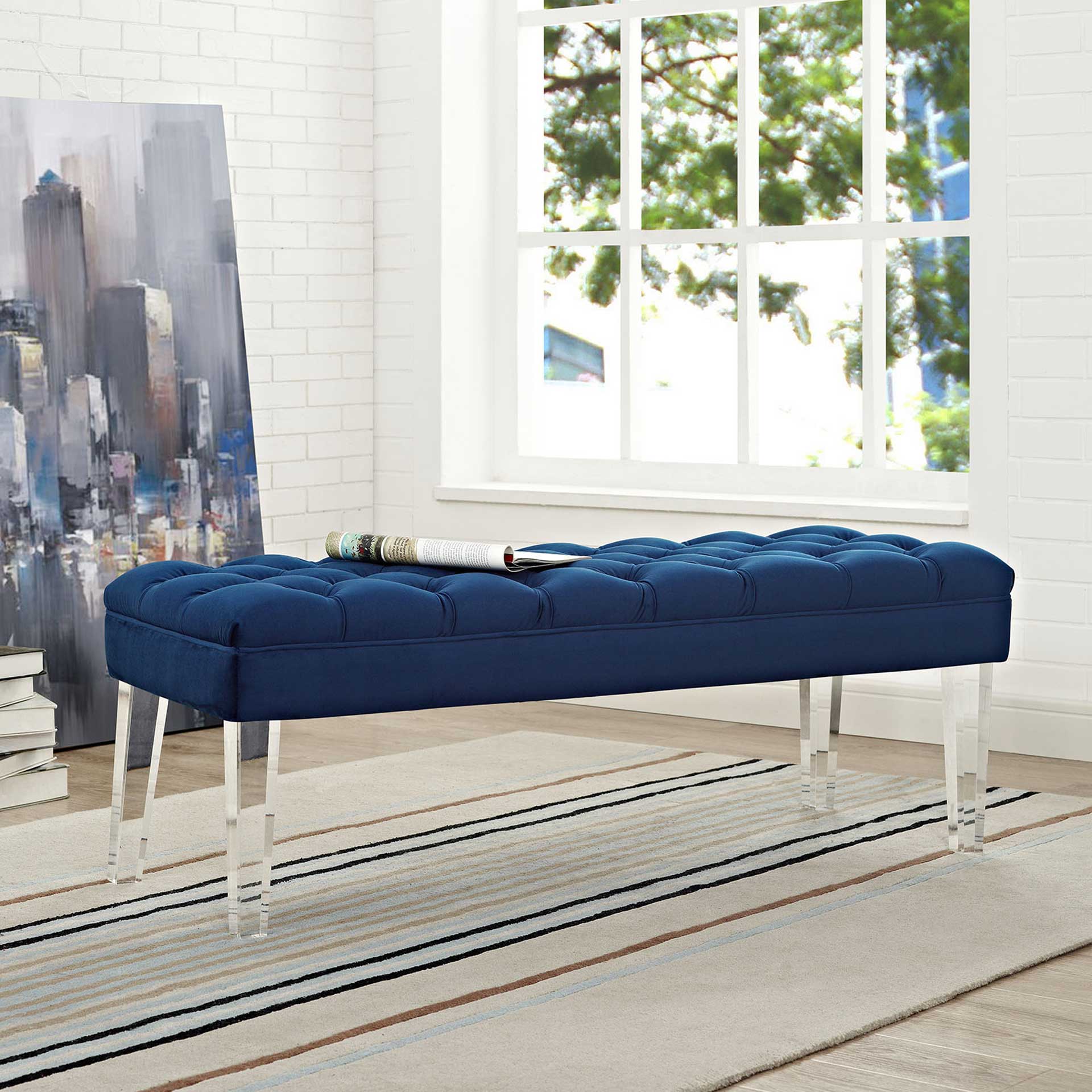 Vienna Velvet Bench Navy - Image 4