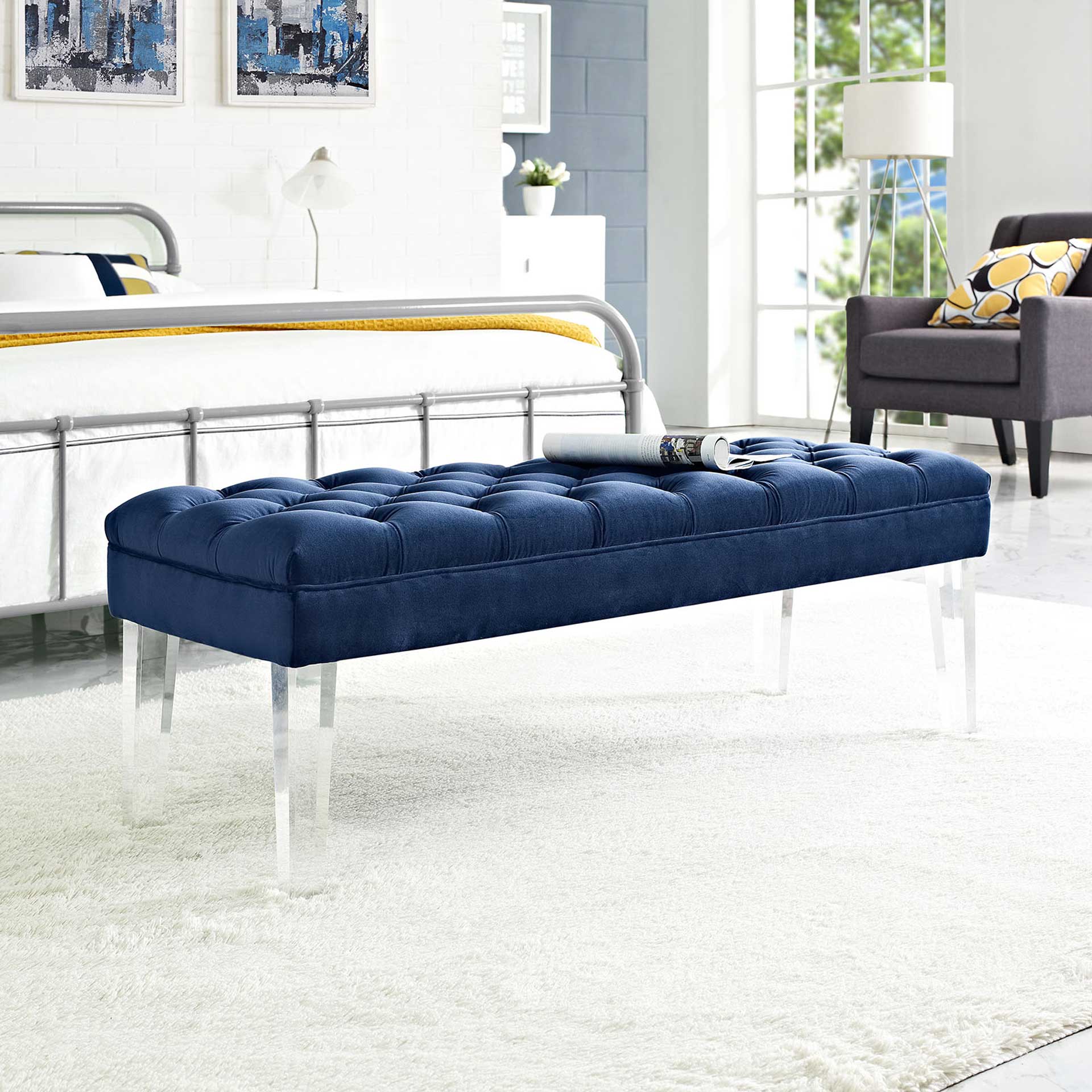 Vienna Velvet Bench Navy - Image 5