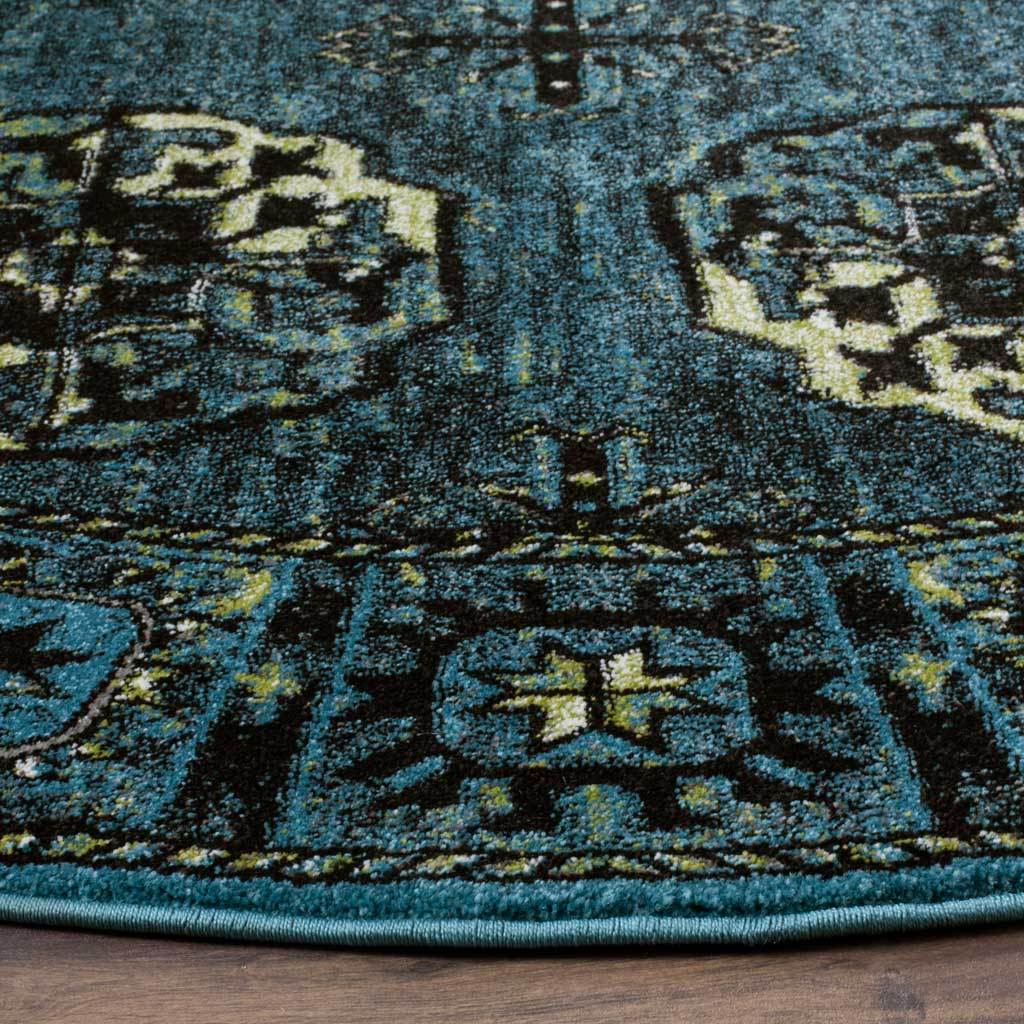 Vintage Hamadan Blue/Multi Round Rug - Image 2