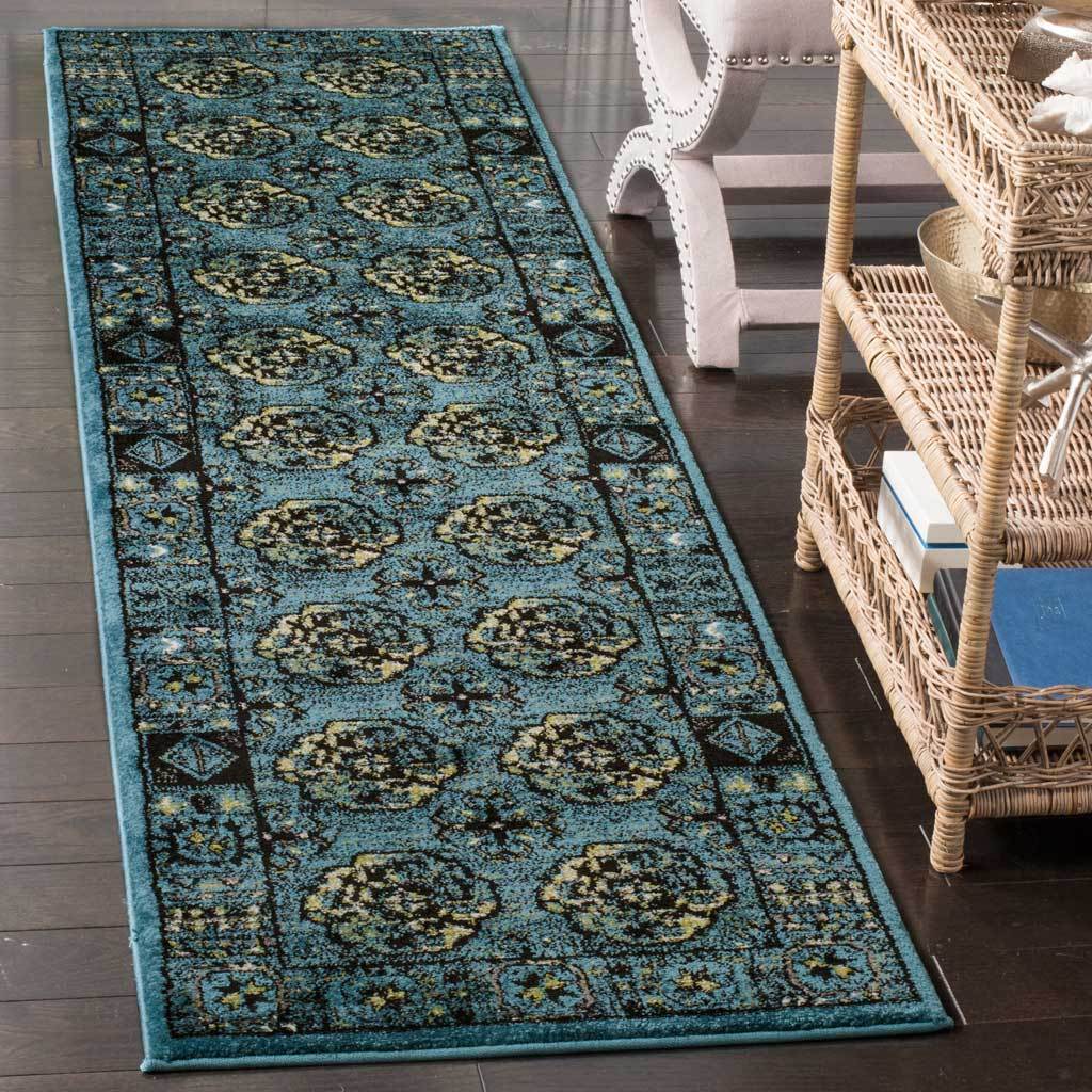 Vintage Hamadan Blue/Multi Runner Rug - Image 2