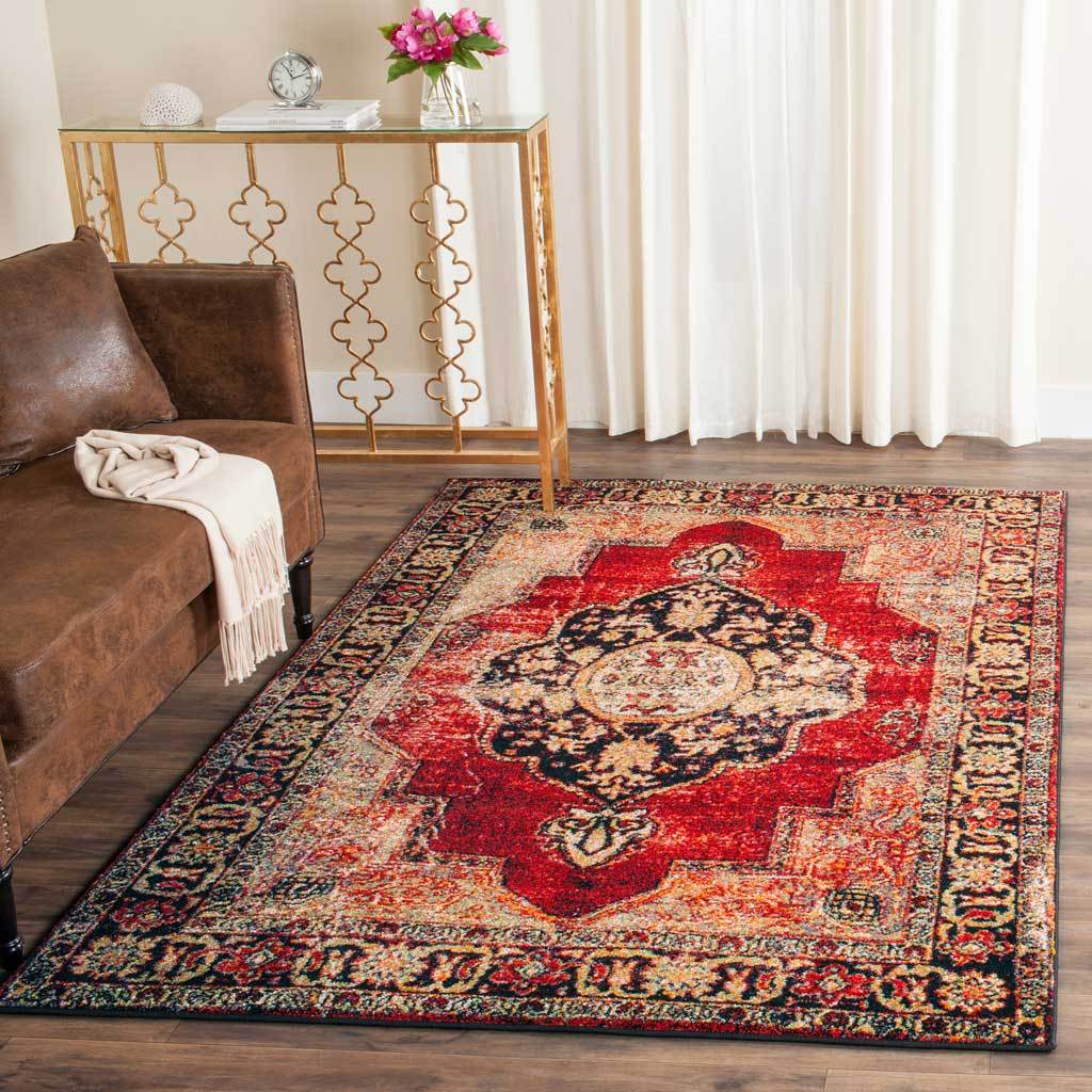 Vintage Hamadan Emblem Red/Multi Area Rug - Image 9