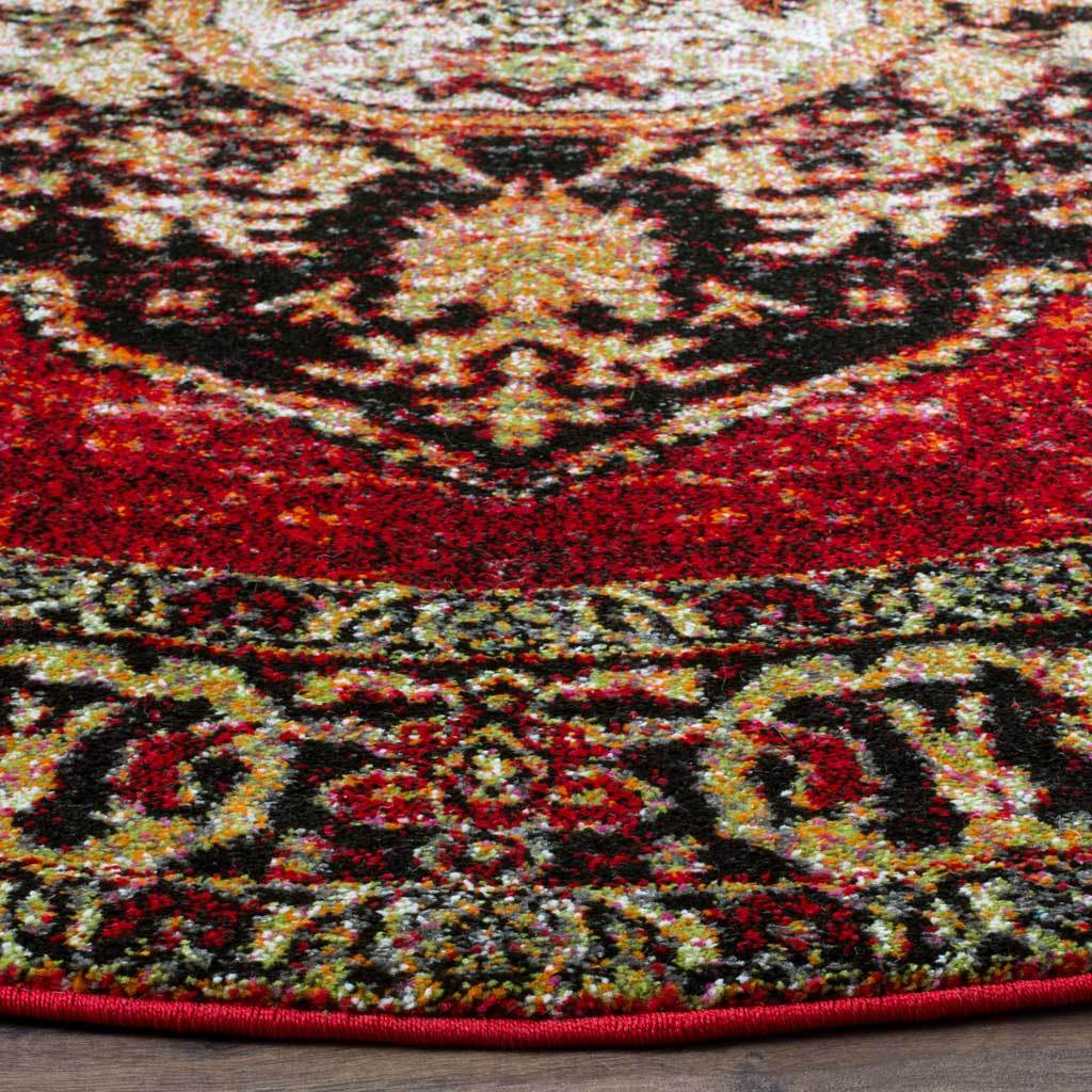 Vintage Hamadan Emblem Red/Multi Round Rug - Image 2