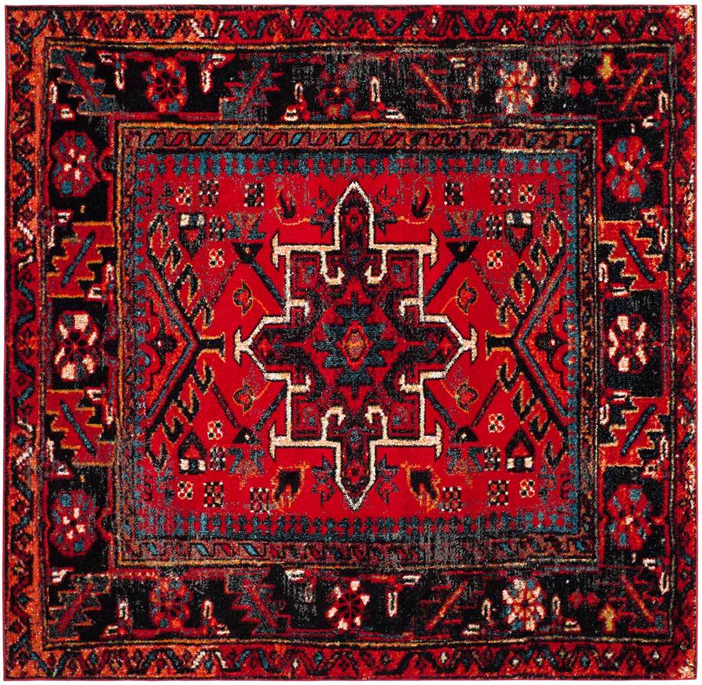 Vintage Hamadan Medallion Red/Multi Area Rug - Image 2