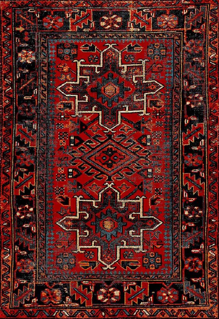 Vintage Hamadan Medallion Red/Multi Area Rug - Image 3