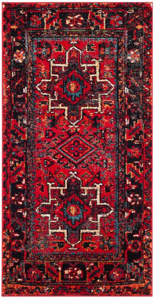 Vintage Hamadan Medallion Red/Multi Area Rug - Image 4