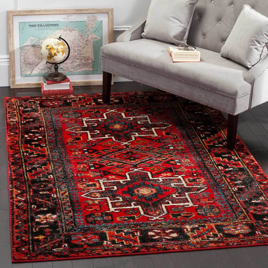Vintage Hamadan Medallion Red/Multi Area Rug - Image 7
