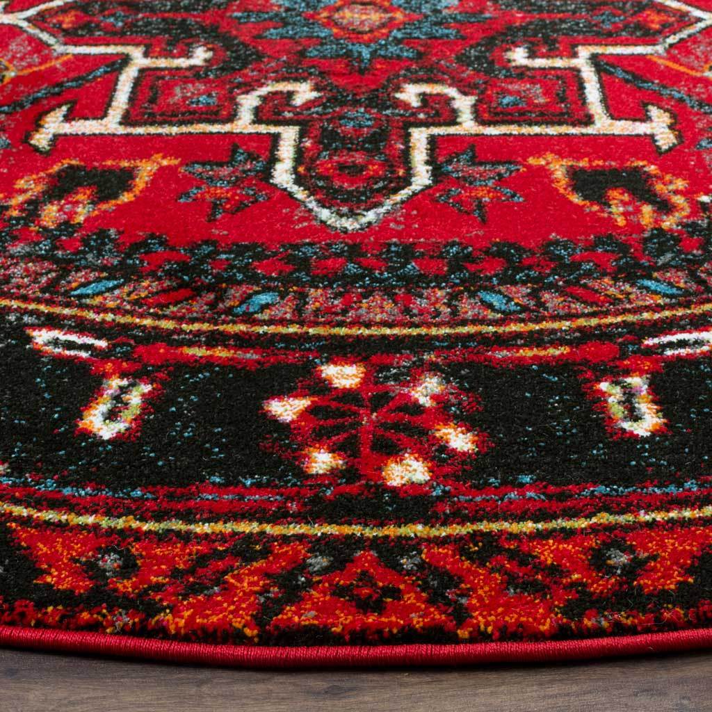 Vintage Hamadan Medallion Red/Multi Round Rug - Image 2