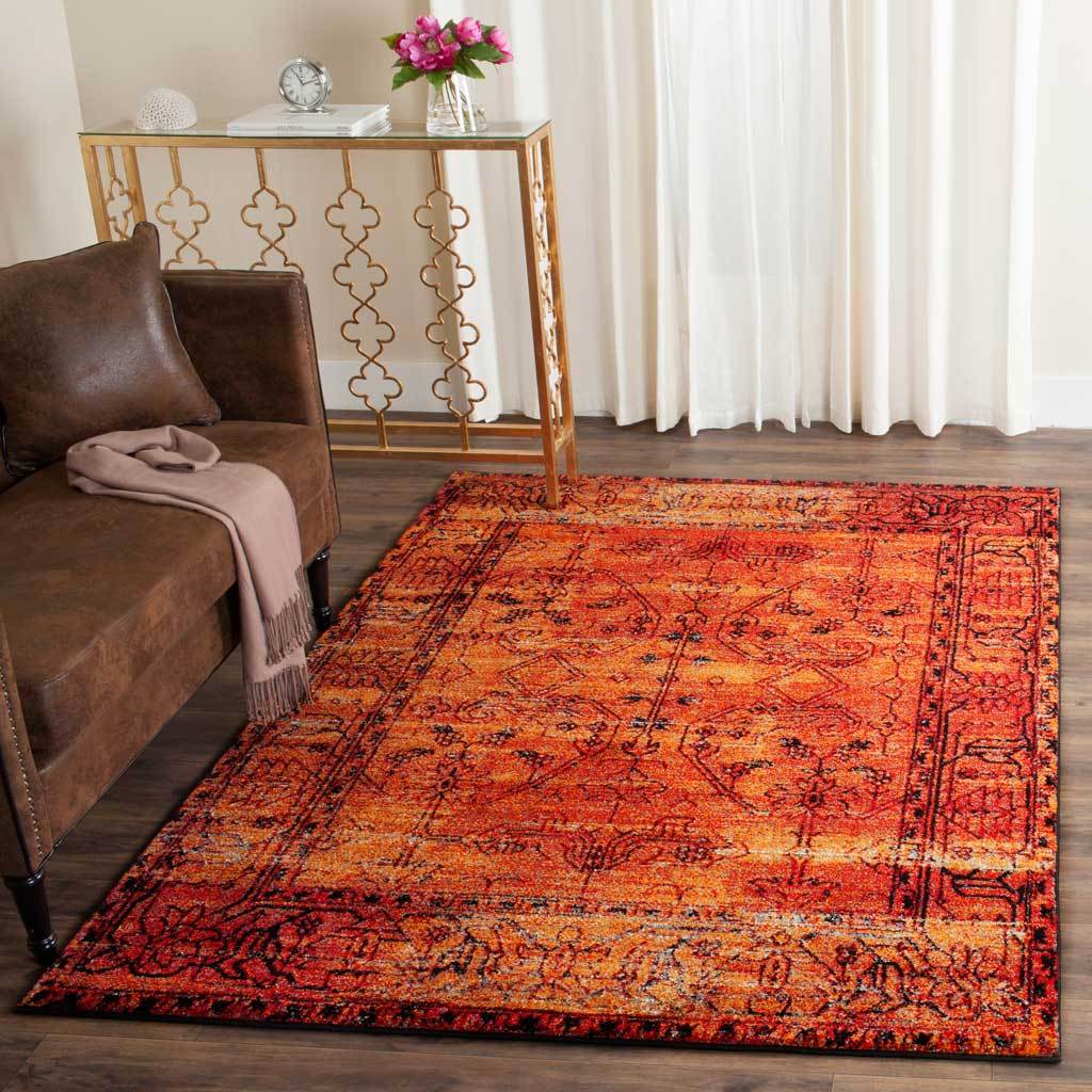 Vintage Hamadan Orange Area Rug - Image 8