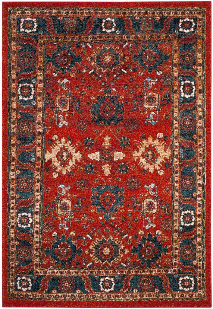 Vintage Hamadan Orange/Blue Area Rug - Image 3