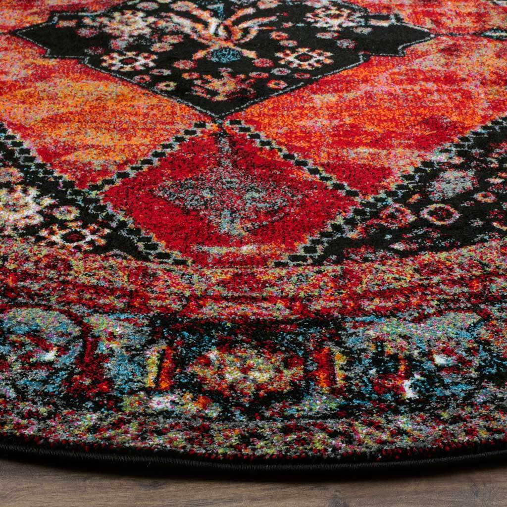 Vintage Hamadan Orange/Multi Round Rug - Image 2