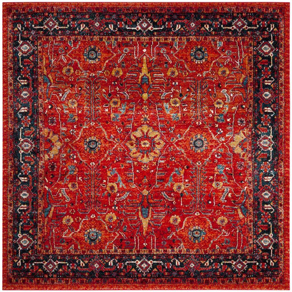 Vintage Hamadan Orange/Navy Area Rug - Image 2