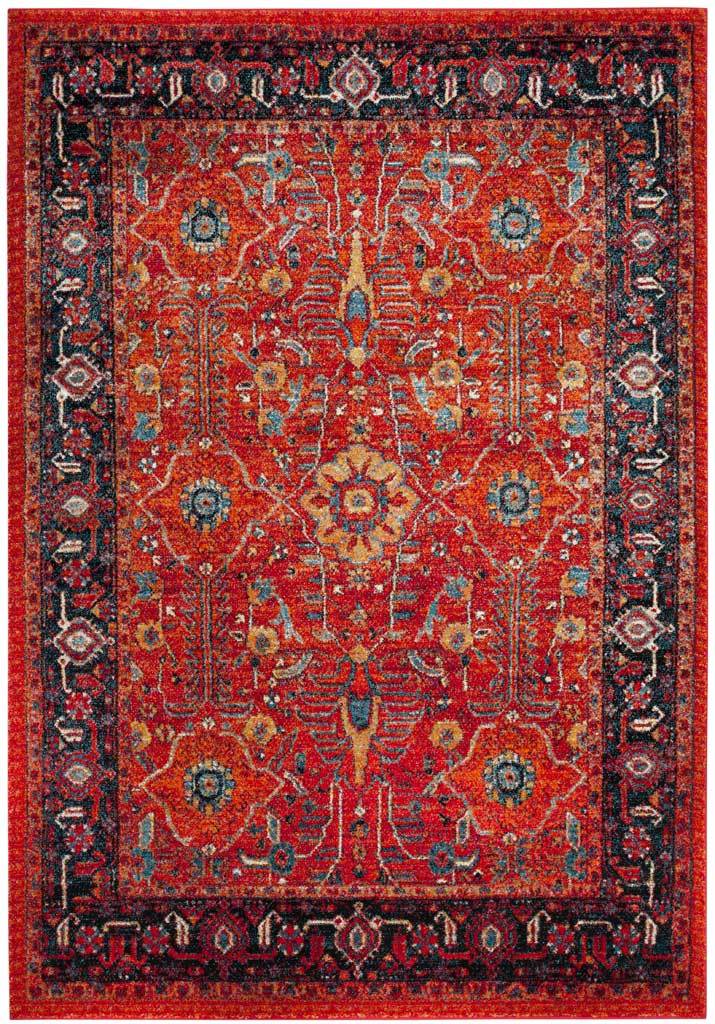 Vintage Hamadan Orange/Navy Area Rug - Image 3