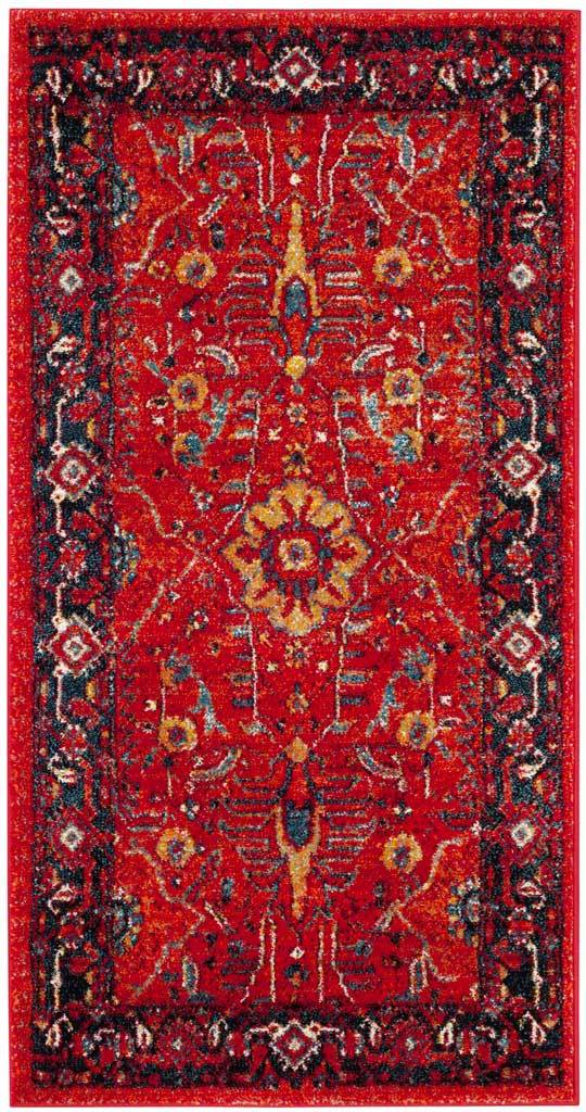 Vintage Hamadan Orange/Navy Area Rug - Image 4
