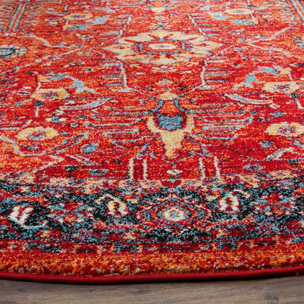 Vintage Hamadan Orange/Navy Round Rug - Image 2