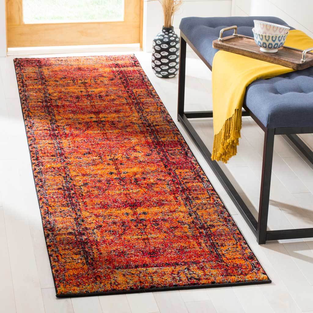 Vintage Hamadan Orange Runner Rug - Image 2