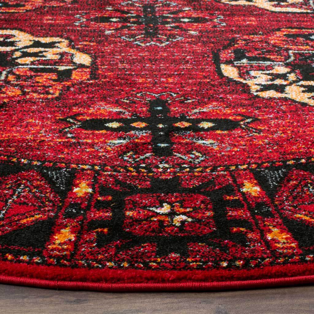 Vintage Hamadan Red/Multi Round Rug - Image 2
