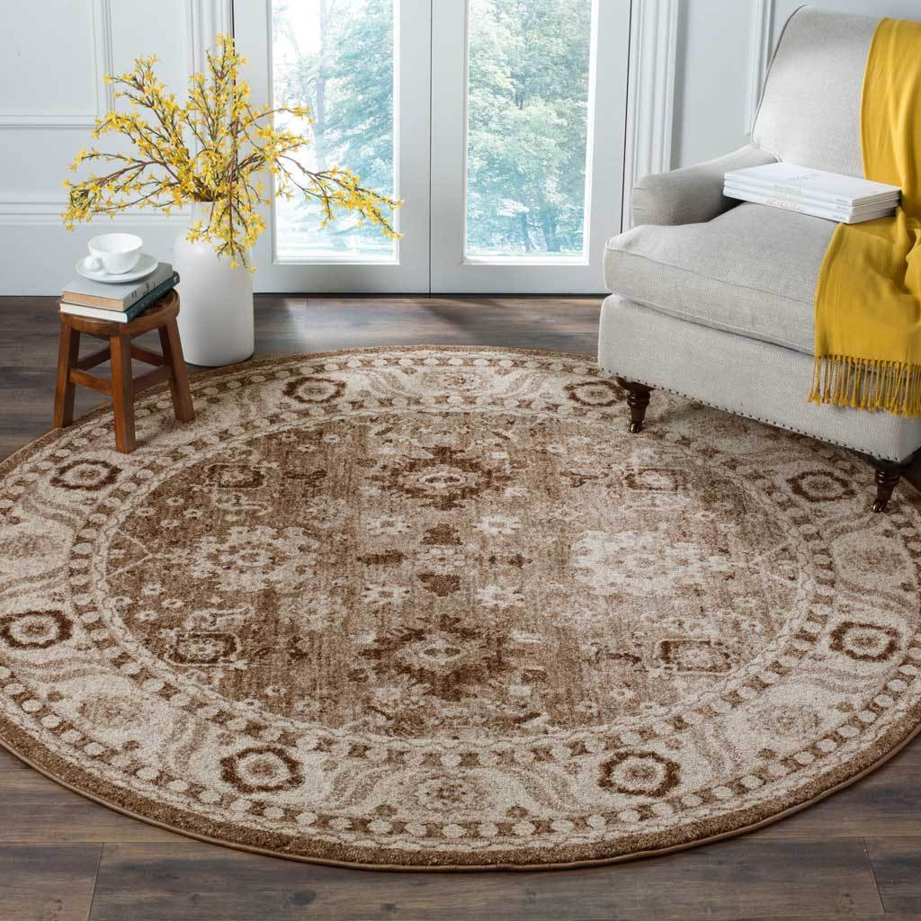 Vintage Hamadan Taupe Round Rug - Image 3
