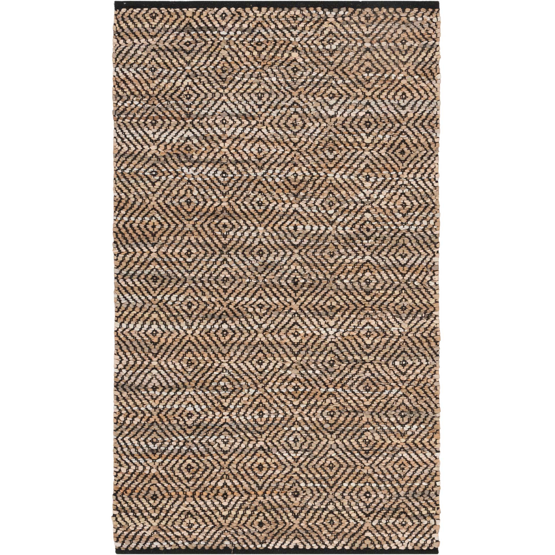 Vintage Leather Beige/Black Area Rug - Image 4