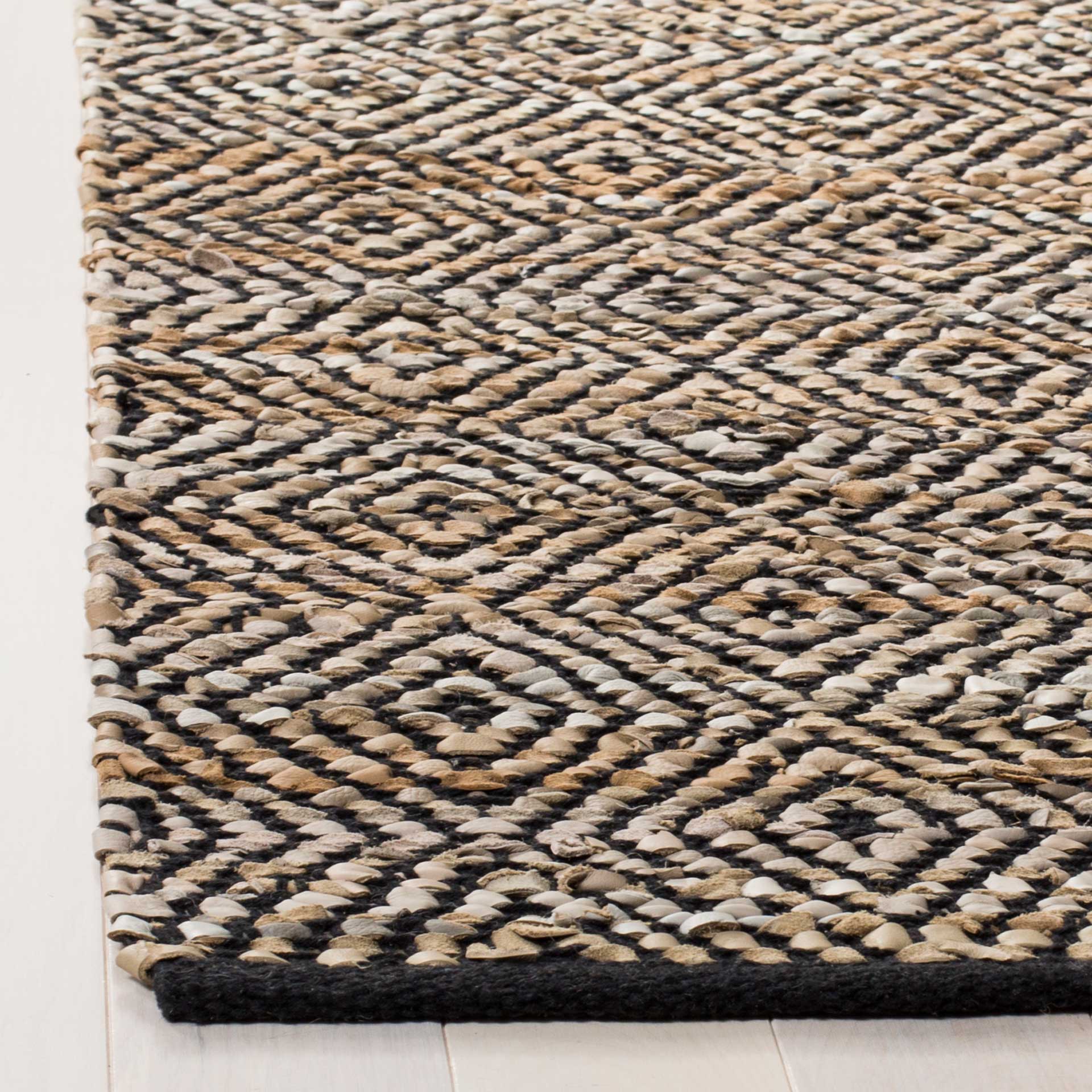 Vintage Leather Beige/Black Area Rug - Image 5