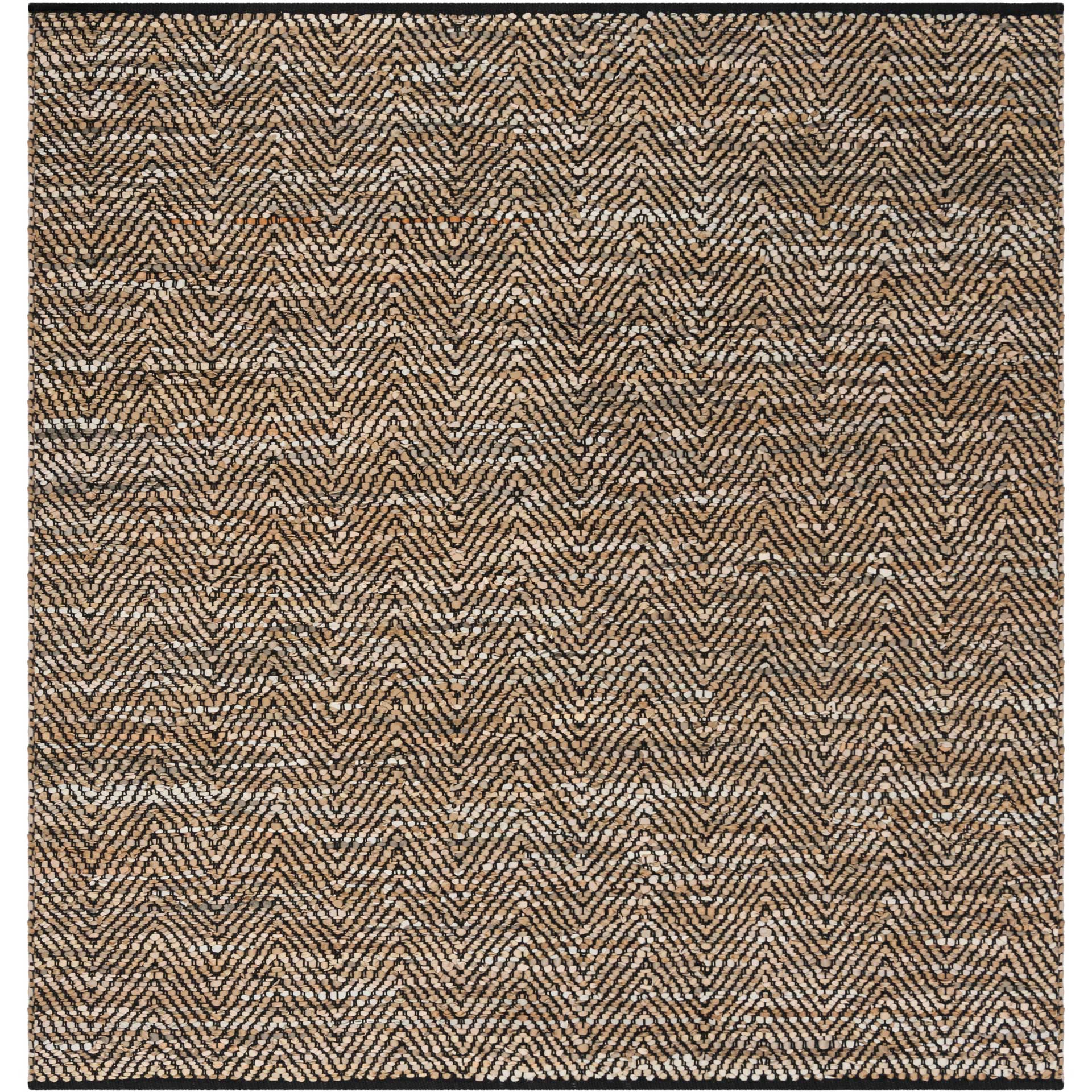 Vintage Leather Chevron Beige/Black Area Rug - Image 2