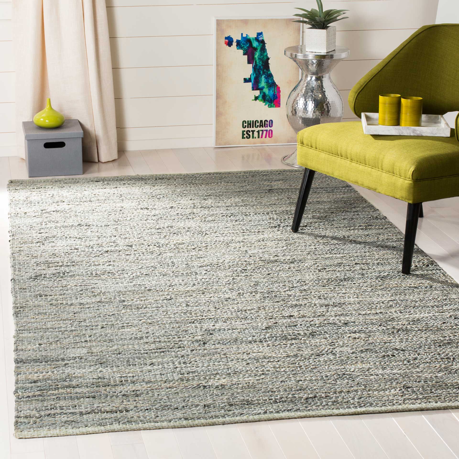 Vintage Leather Gray Area Rug - Image 7