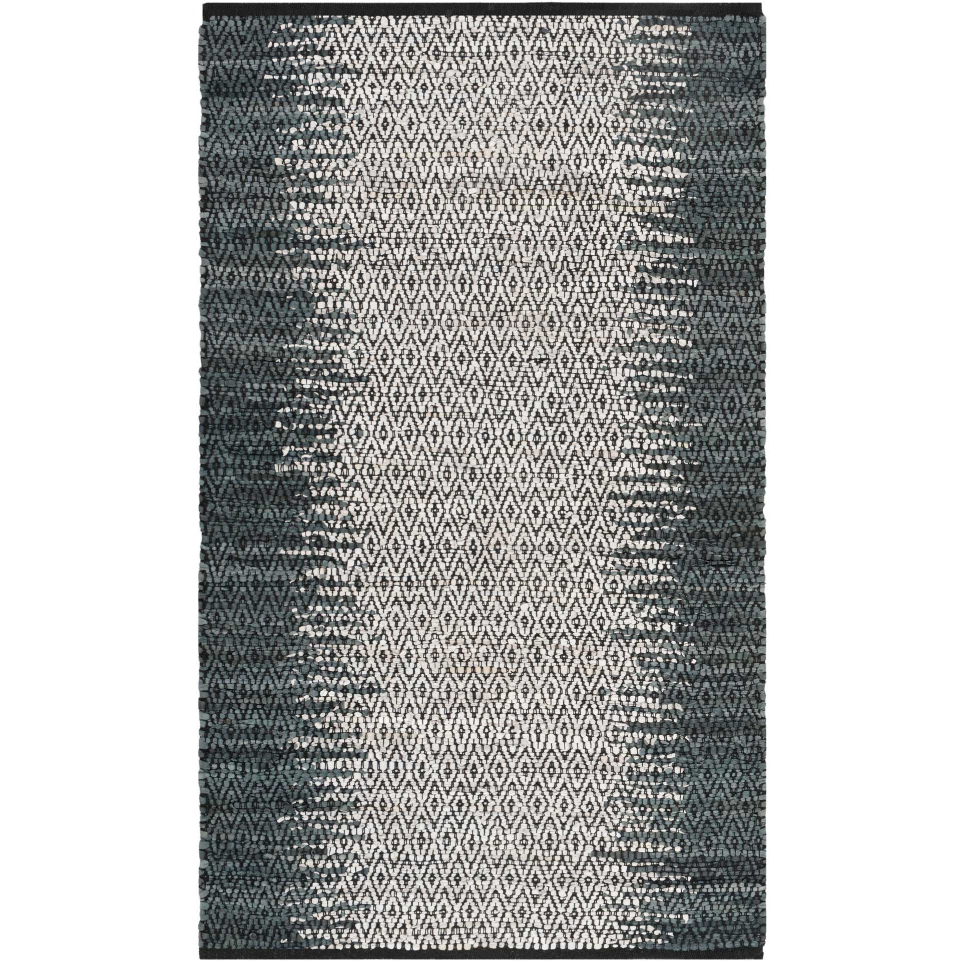 Vintage Leather Gray/Cream Area Rug - Image 4