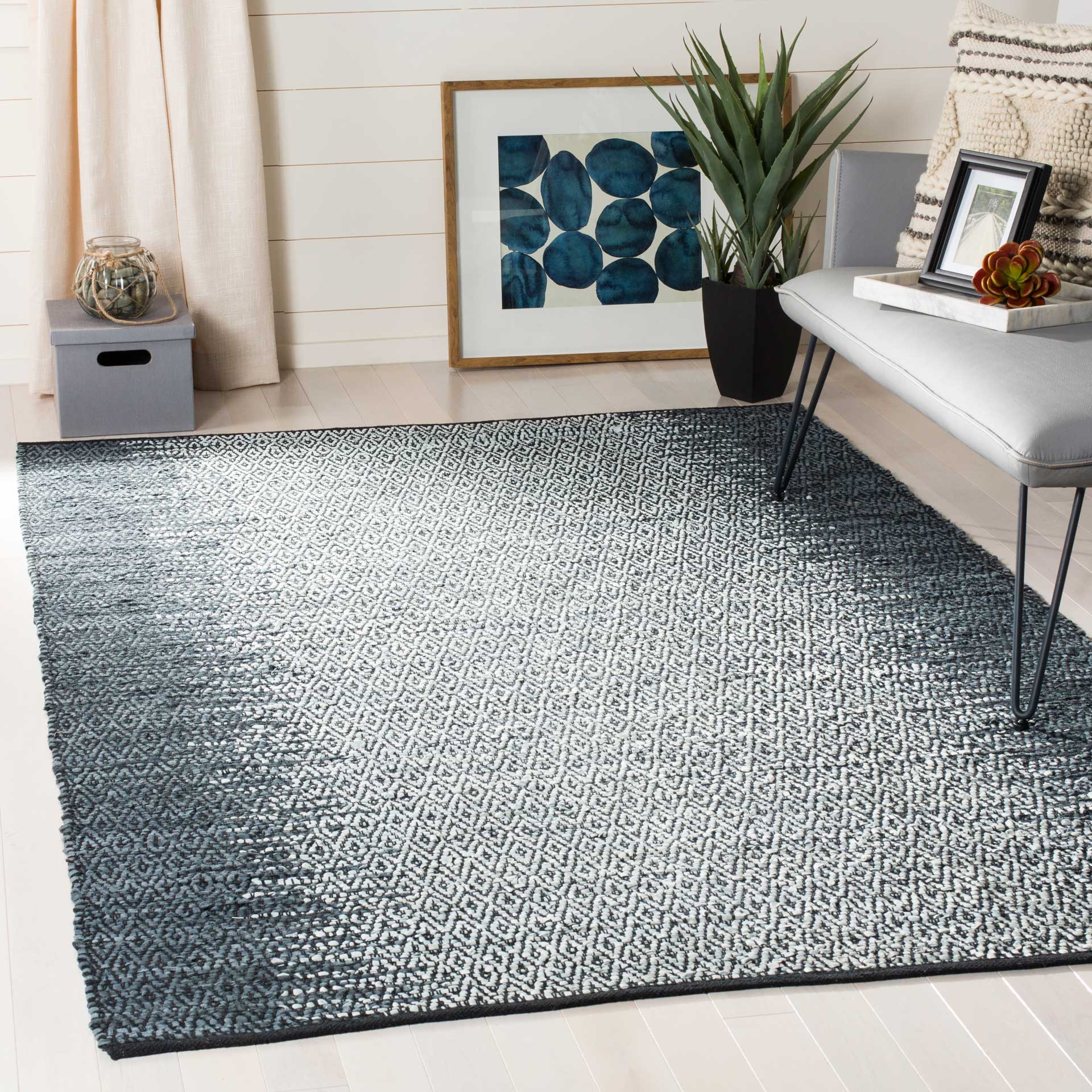 Vintage Leather Gray/Cream Area Rug - Image 7