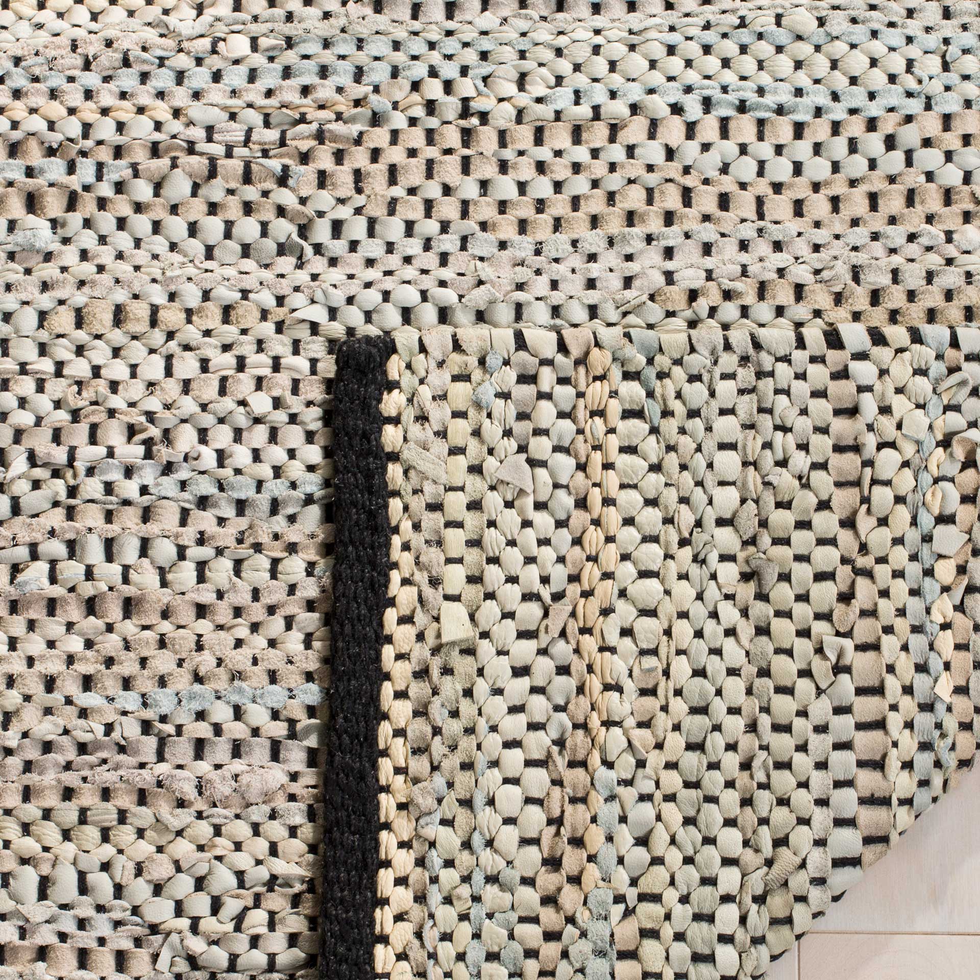 Vintage Leather Light Beige Area Rug - Image 6
