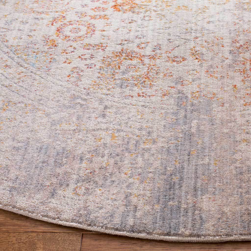 Vintage Persian Abrash Gray/Multi Round Rug - Image 2