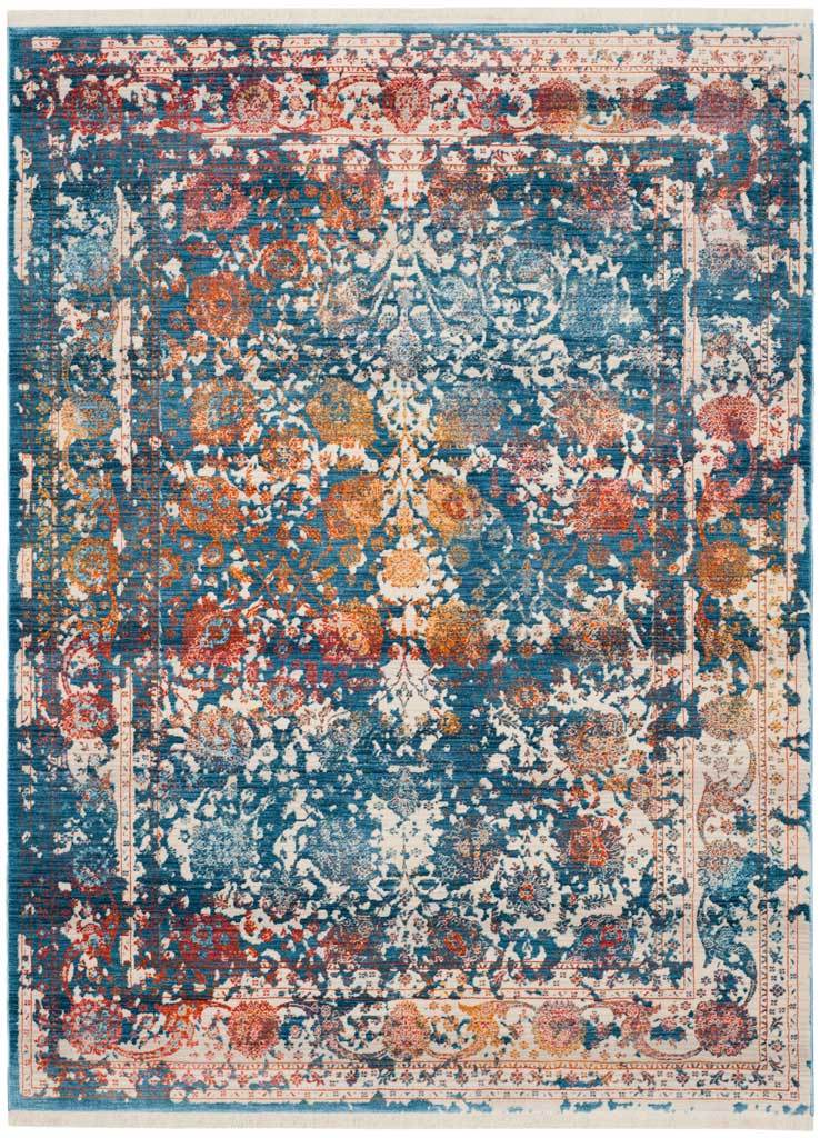 Vintage Persian Abrash Turquoise/Multi Area Rug - Image 2
