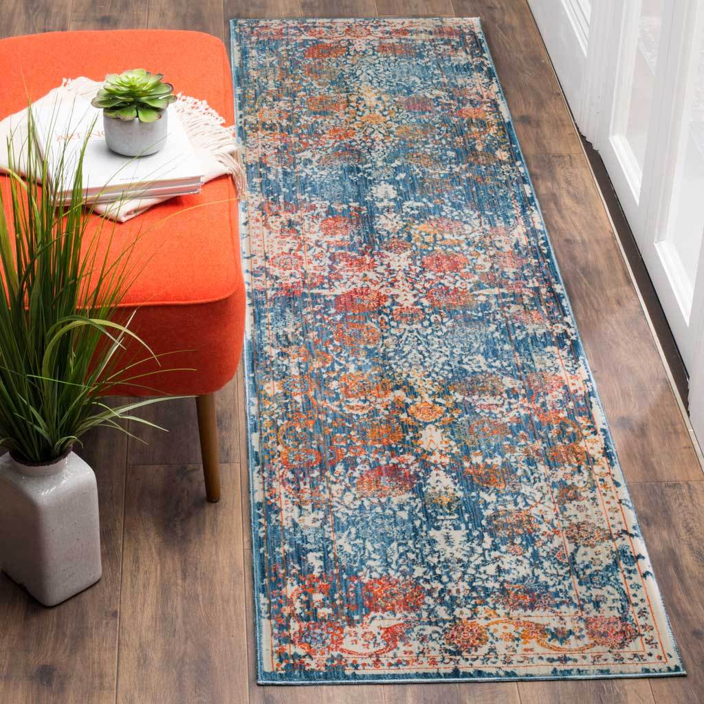 Vintage Persian Abrash Turquoise/Multi Runner Rug - Image 3