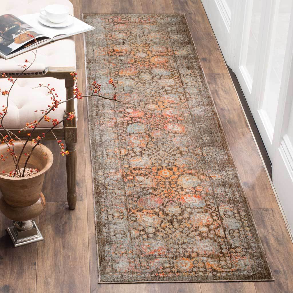 Vintage Persian Autumn Brown/Multi Runner Rug - Image 3